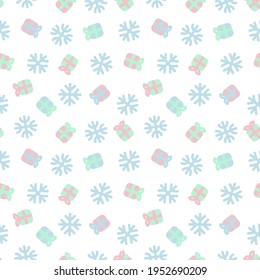 Pastel Christmas Snowflakes seamless pattern design for website graphics, fashion textile