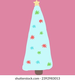 pastel christmas tree line art drawing