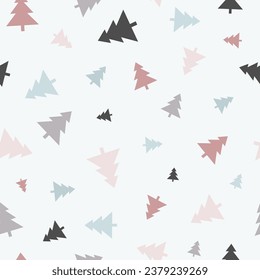 Pastel Christmas tree vector seamless pattern