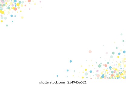 Pastel Circle Vector White Background. Abstract Confetti Texture. FallingFestive Splash Invitation. Color Rain Carnaval Background.