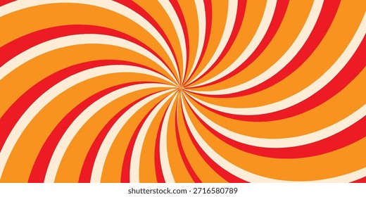 A pastel circular pattern with retro starbursts and Y2K sunbeams on a warm background. Hand-drawn illustration with playful yellow-orange swirls, vector design for banners and vintage wallpapers in a 70s aesthetic.