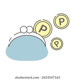 Bolsa de moedas de pastel com moedas de ponto de voo