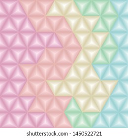 Pastel color 3D triangle in polygon background. vector illustration.
