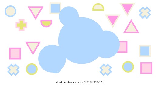 Pastel color abstract geometric composition background. Abstract dynamic geometric background applicable for Covers, Voucher, Posters, Flyers and Banner Designs. Retro vintage 80 memphis style. 