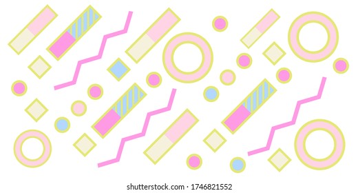 Color de color Pastel fondo de composición geométrica abstracta. Resumen del fondo geométrico dinámico aplicable a las cubiertas, el cupón, los pósters, los volantes y los diseños de banner. Estilo retro vintage 80 memphis. 