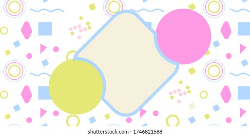 Pastel color abstract geometric composition background. Abstract dynamic geometric background applicable for Covers, Voucher, Posters, Flyers and Banner Designs. Retro vintage 80 memphis style. 