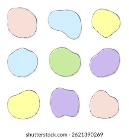 Pastel Color Abstract Shapes Set, Soft and Cute Polka Dot Style Backgrounds Web graphics