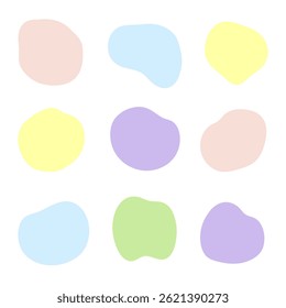 Pastel Color Abstract Shapes Set, Soft and Cute Polka Dot Style Backgrounds Web graphics