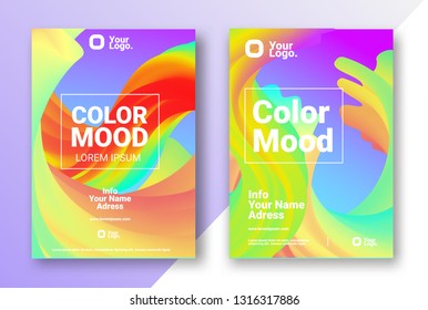 PASTEL COLOR BACKGROUND. Magazine cover. Abstract gradients waves  - Vector