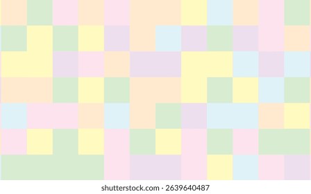 Pastel Color Blocks Abstract Background, Square Mosaic Texture, Soft Tones, Calming Backdrop for Web Design, Colorful Grid Pattern, Pixel Art Style Design, Graphic Resource