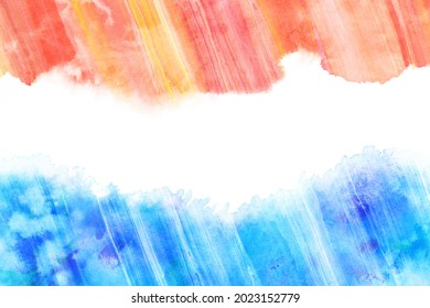 pastel color blue and red sky, natural grunge watercolor paint background, vector illustration, abstract art