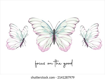 pastel color butterfly hand drawn design vector art