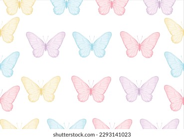 pastel color butterly pattern seamless vector design