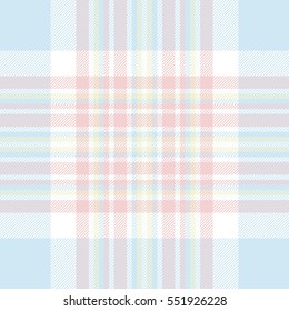 Pastel color check fabric texture seamless pattern. Vector illustration. Flat design. EPS10.