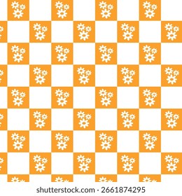 Pastel color checkerboard seamless pattern design with flowers