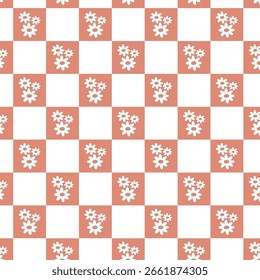 Pastel cor xadrez design de padrão sem costura com flores
