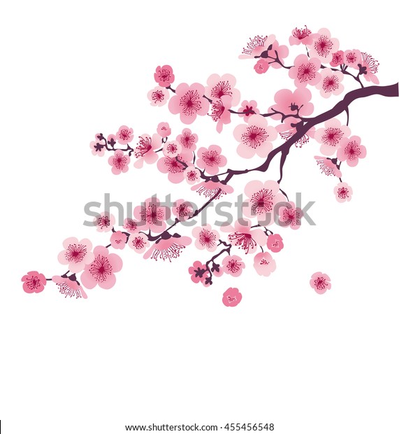 パステルカラー桜 ベクターイラスト 花が咲く桜の枝 のベクター画像素材 ロイヤリティフリー