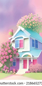 pastel color and colorful house in the garden