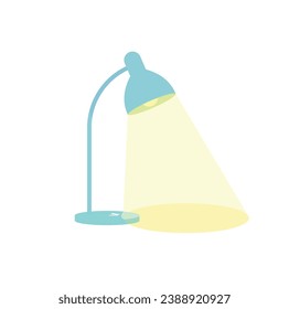 Pastel color desk lamp flat illustration vector isolated on white background. Element for Back to school, Back to work concept. Illuminate. School and office supplies