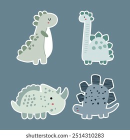 Pastel Color Dinosaur Vector Set