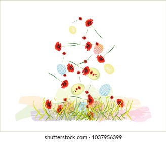Pastel color Easter eggs
