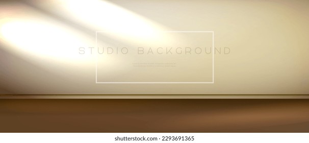 Pastel color empty room studio background. Abstract vector gradient used for products display. Beige empty room. Horizontal template for your design