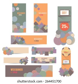 Pastel Color Flat Style Website Banner Big Set