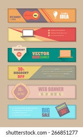 Pastel Color Flat Style Website Banner Set