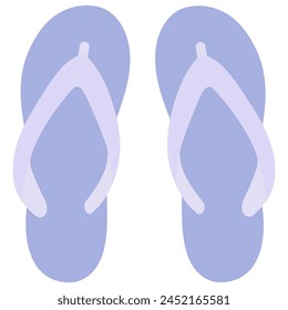 Pastel color flipflops icon isolated on white background.