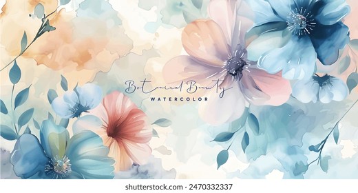 pastel color floral background watercolor