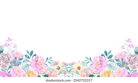 Pastel Cor flor borda fundo com aquarela para fundo, casamento, aniversário, papel de parede, banner, adesivo, decoração etc.