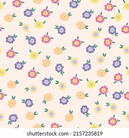 pastel color flowers seamless pattern