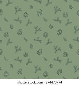 Pastel color forest tile texture. Hand drawn pattern. Ukraine