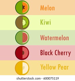 Pastel Color Fruit Slice (  melon kiwi watermelon yellow pear )