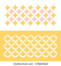 Patrón geométrico de color pastel con círculos y estrellas. Ornamento de mosaico vector abstracto sobre fondo amarillo y blanco