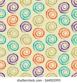 Pastel Color Geometric Seamless Pattern with Spiral Element. Vector Background