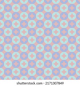 Pastel color geometric seamless pattern. Circle ornaments graphic design on pink beige background. Modern stylish vector. Textile, fabric printing, wall decoration, tile pattern, paper wrapping.