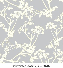 Pastel color grey light yellow two toned floral seamless digital print pattern design