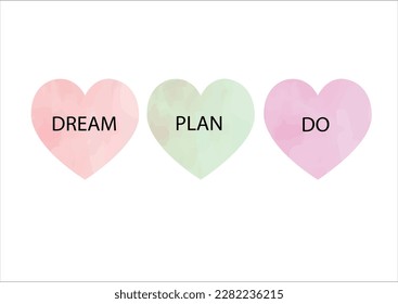 pastel color heart positive quote hand drawn dream plan do