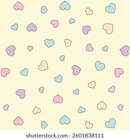Pastel color Hearts seamless vector pattern design