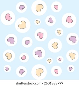 Pastel color Hearts seamless vector pattern design