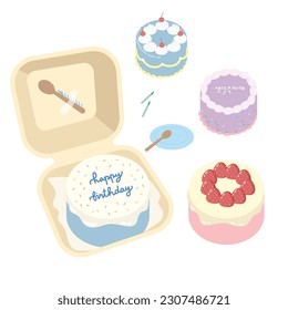 Pastel color korean bento birthday cake