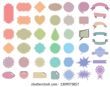 pastel color label tag vector set, ribbon, sticker, banner, collection design