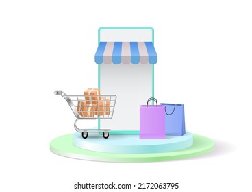 pastel color online shopping on mobile application