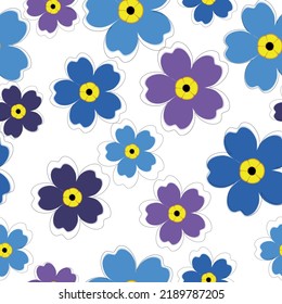 Pastel color palette. Great for nursery design, textile  Small colorful flowers. White background.