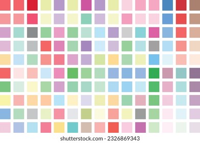 Pastel color palette, pastel color squares collection, isolated on white background.