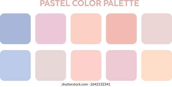 Pastel Color Palette, Trendy pallete of color. Cozy color pallete. Swatch summer candy shade tone , vector color palette, Pastel colors set 