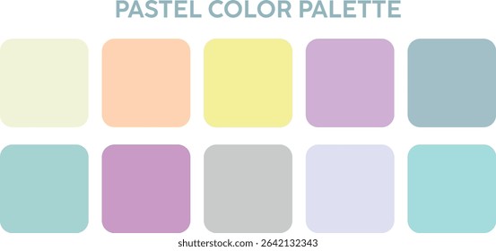 Pastel Color Palette, Trendy pallete of color. Cozy color pallete. Swatch summer candy shade tone , vector color palette, Pastel colors set 