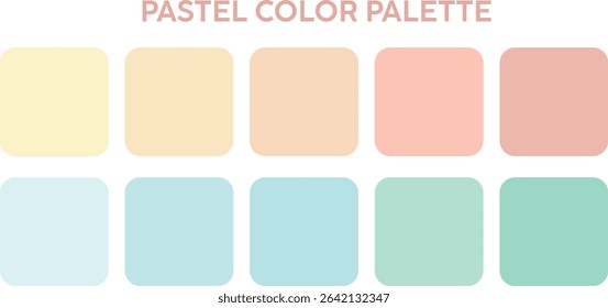 Pastel Color Palette, Trendy pallete of color. Cozy color pallete. Swatch summer candy shade tone , vector color palette, Pastel colors set 