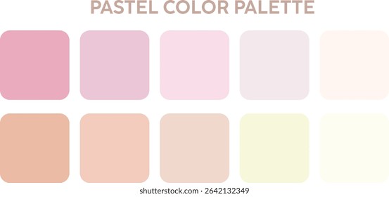 Pastel Color Palette, Trendy pallete of color. Cozy color pallete. Swatch summer candy shade tone , vector color palette, Pastel colors set 